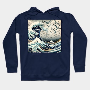 Kanagawa Wave Traditional Japanese Art - National Bird Day Hoodie